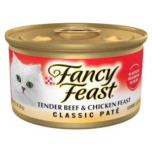 Purina Fancy Feast Tender Beef and Chicken Feast Classic Grain Free Wet Cat Food Pate - 3 Ounce Can