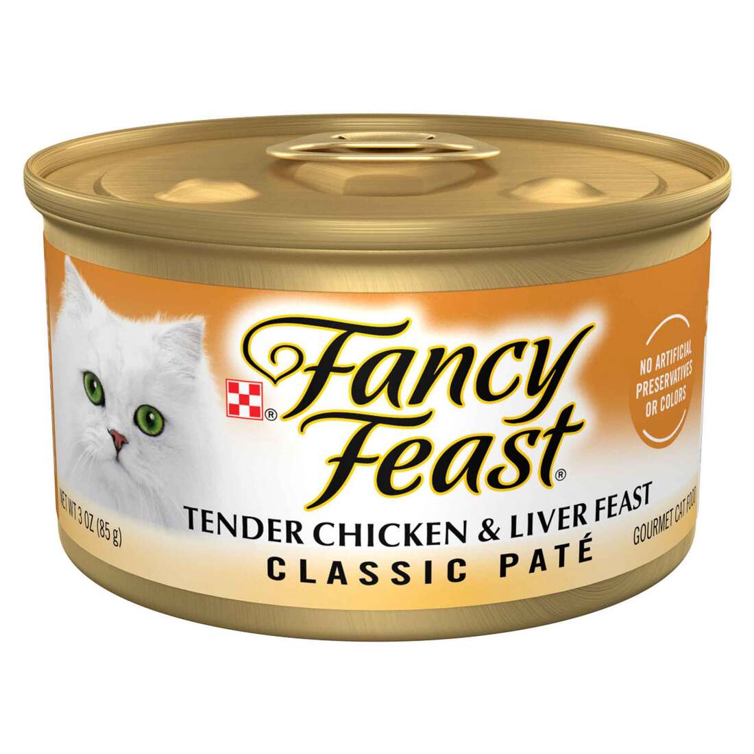 Purina Fancy Feast Wet Cat Food, Adult Grain Free Tender Liver & Chicken Feast Pate, 3 Ounces
