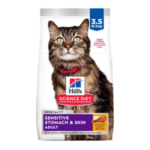 Hill's Science Diet Adult Sensitive Stomach & Skin Chicken & Rice Recipe Dry Cat Food, 3.5 Pound Bag