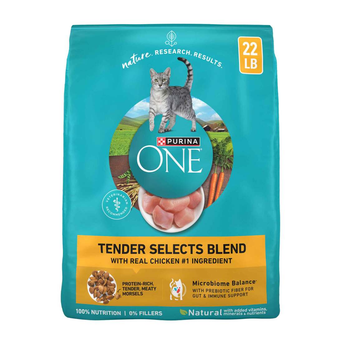 Purina ONE Natural Dry Cat Food, Tender Selects Blend With Real Chicken - 22 Pound Bag