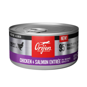 ORIJEN® Wet Cat Food, Kitten Chicken and Salmon Pate and Shreds in Broth, 3 Ounces
