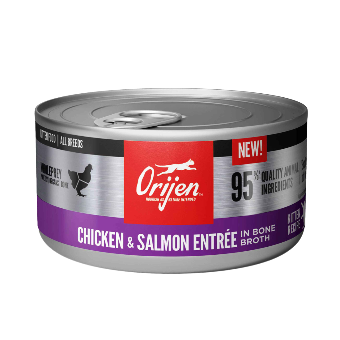 ORIJEN? Wet Cat Food, Kitten Chicken and Salmon Pate and Shreds in Broth, 3 Ounces