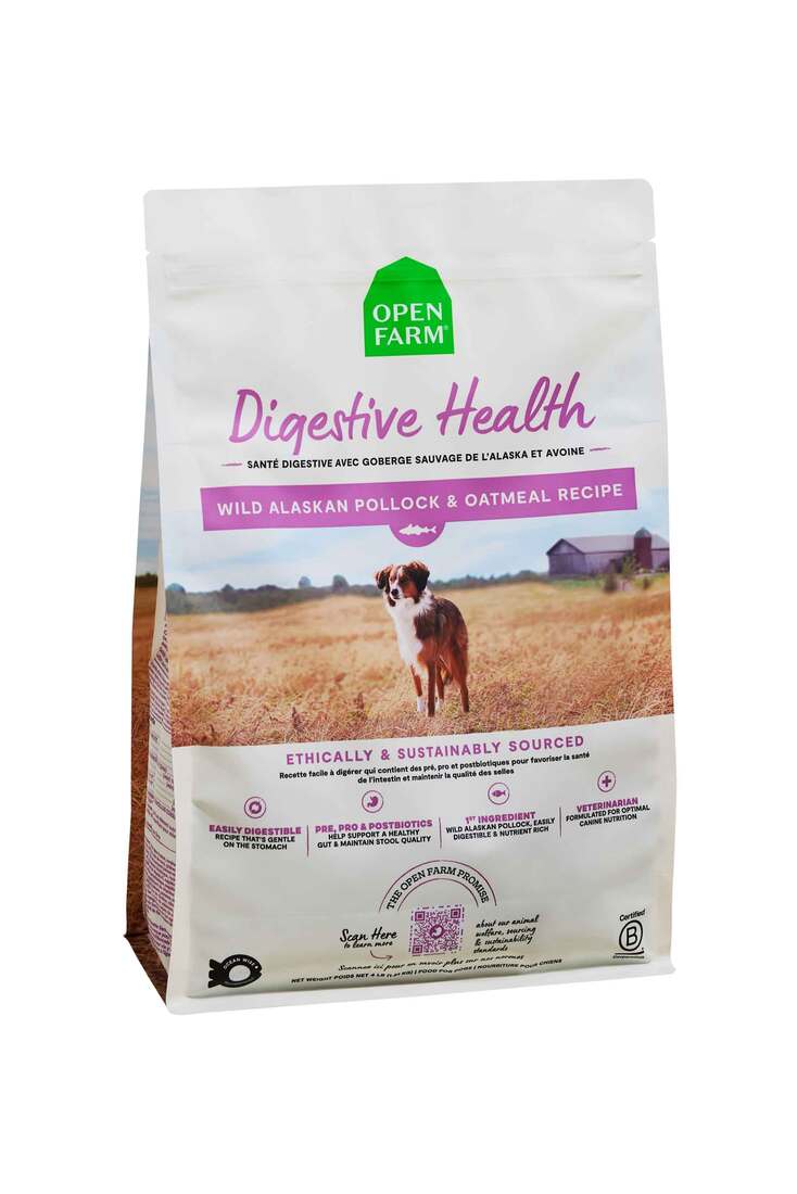 Open Farm Digestive Health Dry Dog Food, Pollock and Oatmeal, 22 Pounds