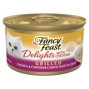Purina Fancy Feast Delights With Cheddar Grilled Chicken and Cheddar Cheese Feast in Wet Cat Food Gr