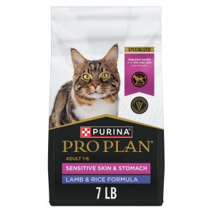 Purina Pro Plan Sensitive Skin and Stomach Dry Cat Food, Lamb and Rice Formula - 7 Pound Bag