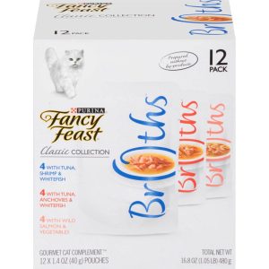 Purina Fancy Feast Lickable Wet Cat Food Broth Complement Classics Collection Variety Pack - (12) 1.
