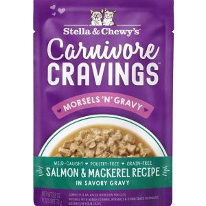 Stella & Chewy's Carnivore Cravings Morsels 'N' Gravy Wet Cat Food, Salmon & Mackerel, 2.8 Ounce Pou