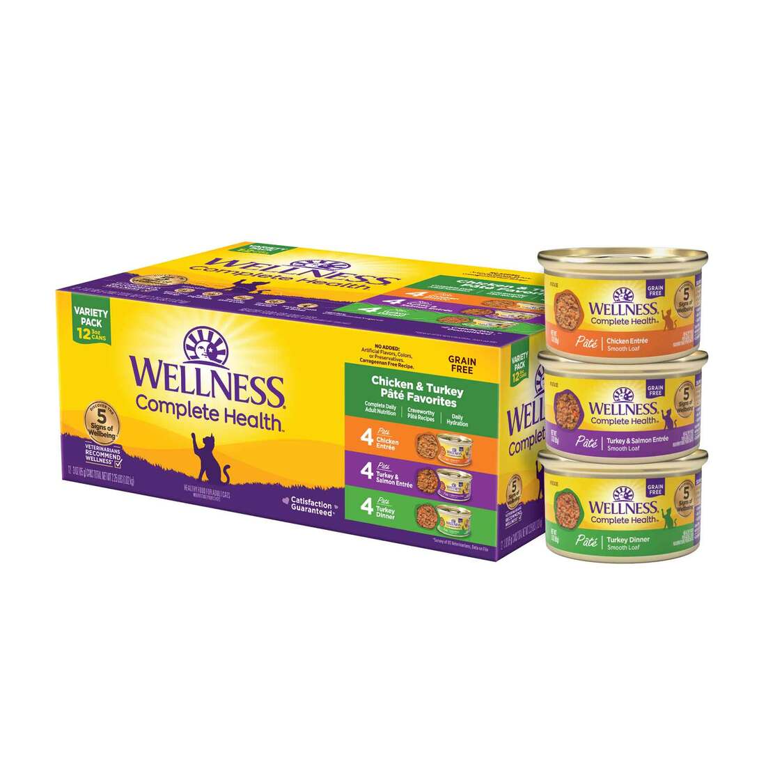 Wellness Complete Health Chicken & Turkey Pate Favorites Variety Pack, 3 Ounce Can (Pack of 12)