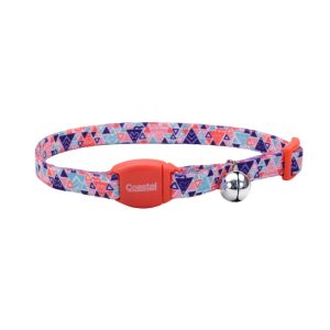 Safe Cat® Adjustable Breakaway Cat Collar with Magnetic Buckle, Multi-Colored Triangles, 3/8" x 08"-