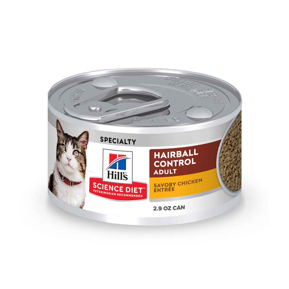 Hill's Science Diet Adult Hairball Control Wet Cat Food, Savory Chicken Entr??e, 2.9 Ounces