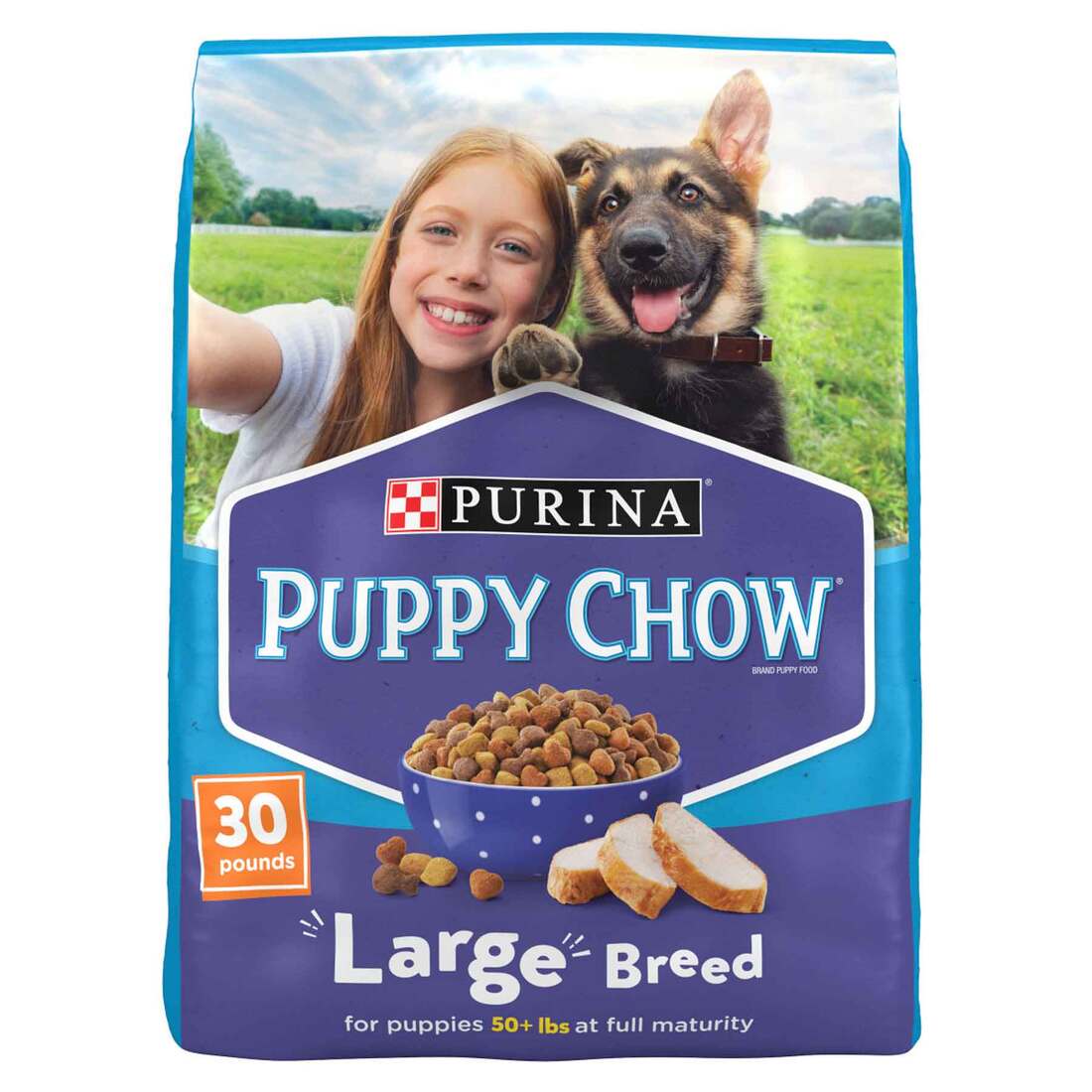 Purina Puppy Chow High Protein Large Breed Puppy Dry Dog Food With Real Chicken - 30 Pound Bag