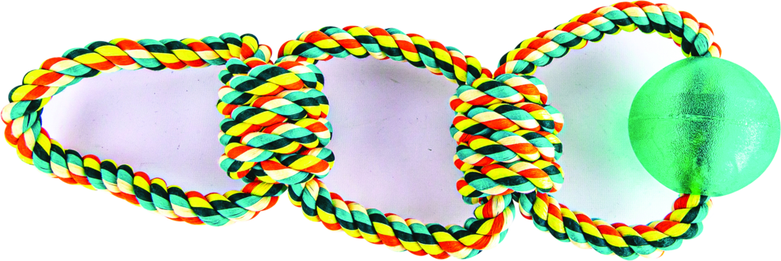 Play On Dog Toy 3 Loop Rope with TPR Ball