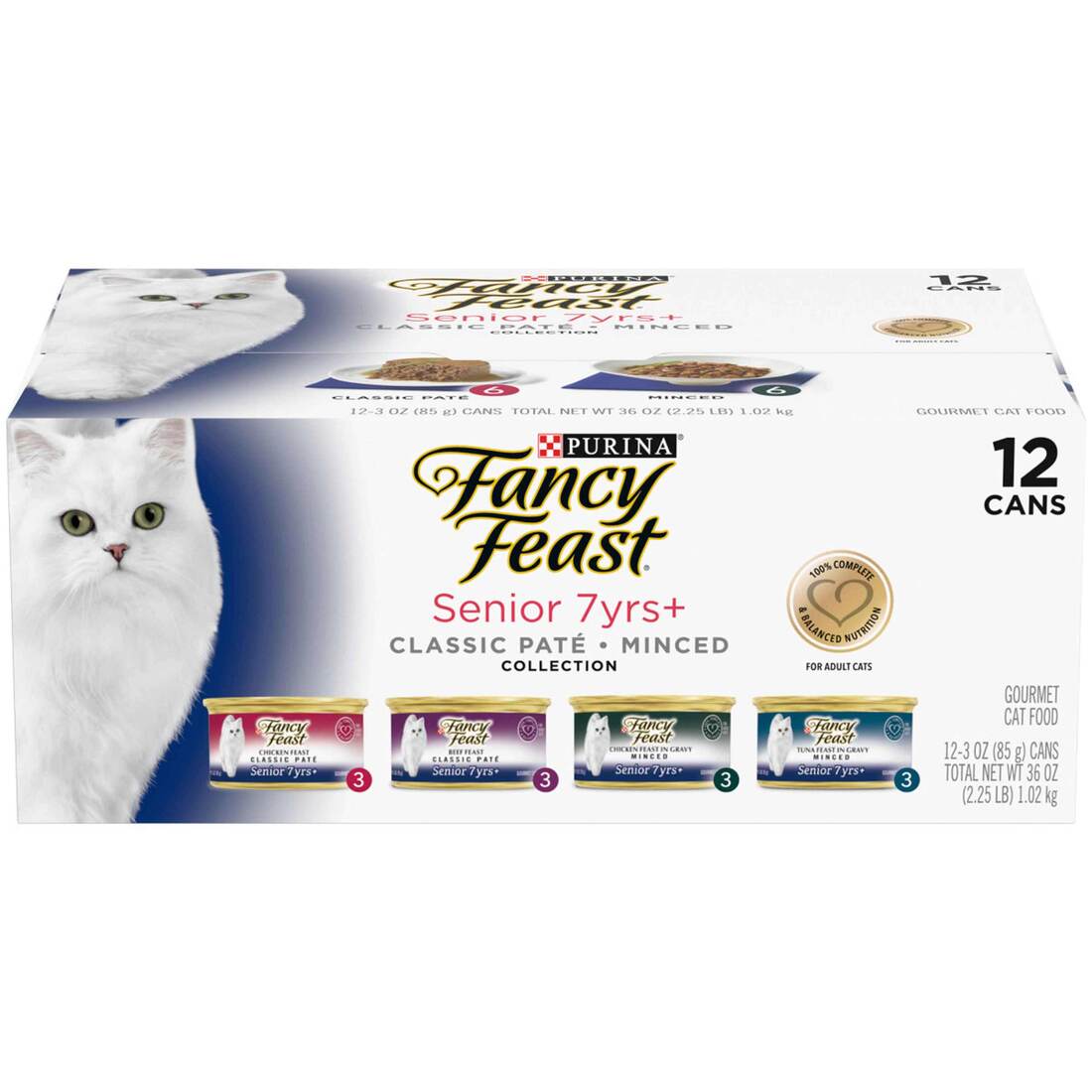 Purina Fancy Feast High Protein Senior Wet Cat Food Variety Pack, Senior 7+ Chicken, Beef & Tuna Fea