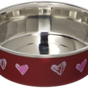 Loving Pets Bella Metallic Pet Bowl with Hearts, X-Small