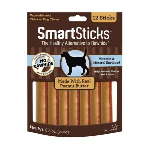 SmartBones SmartSticks With Real Peanut Butter, 12 Count