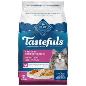 Blue Buffalo Tastefuls Adult Natural Hairball Control Dry Cat Food, Chicken & Brown Rice Recipe, 7 P