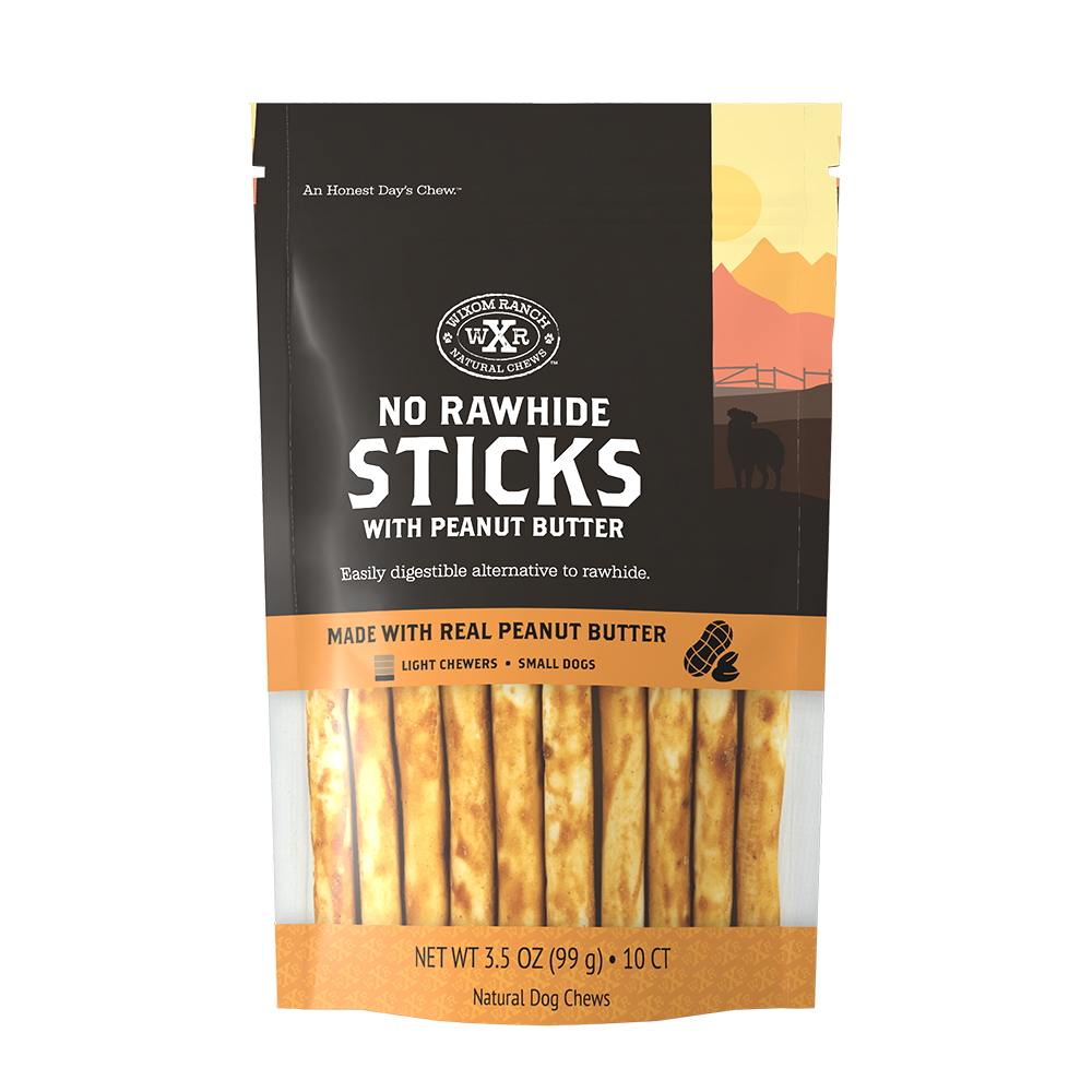 Wixom Ranch Natural Chews No Rawhide Sticks, Peanut Butter, 10 Count