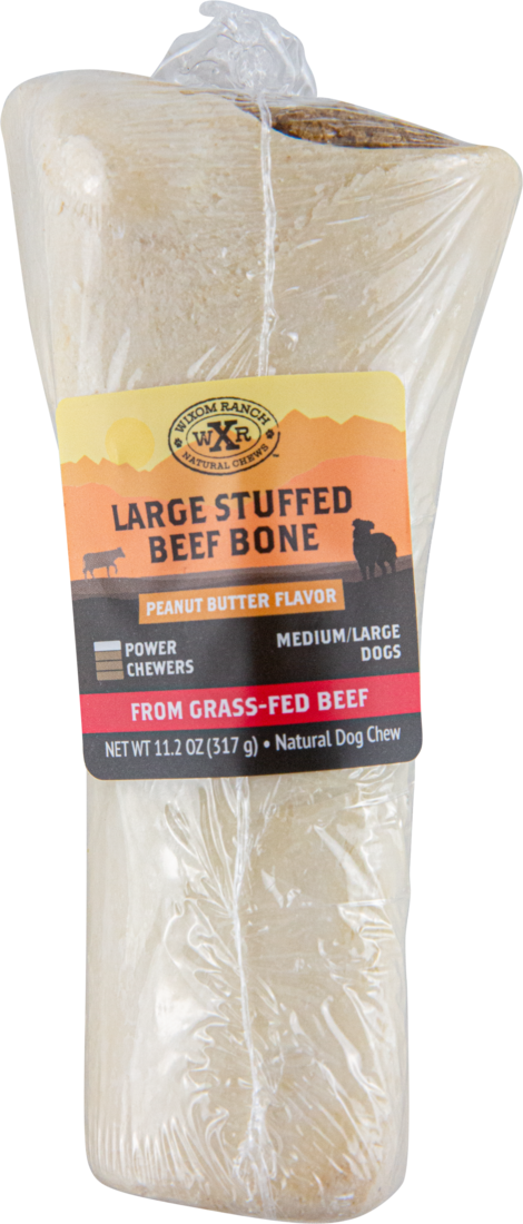 Wixom Ranch Natural Chews Large Stuffed Beef Bone Peanut Butter Flavor