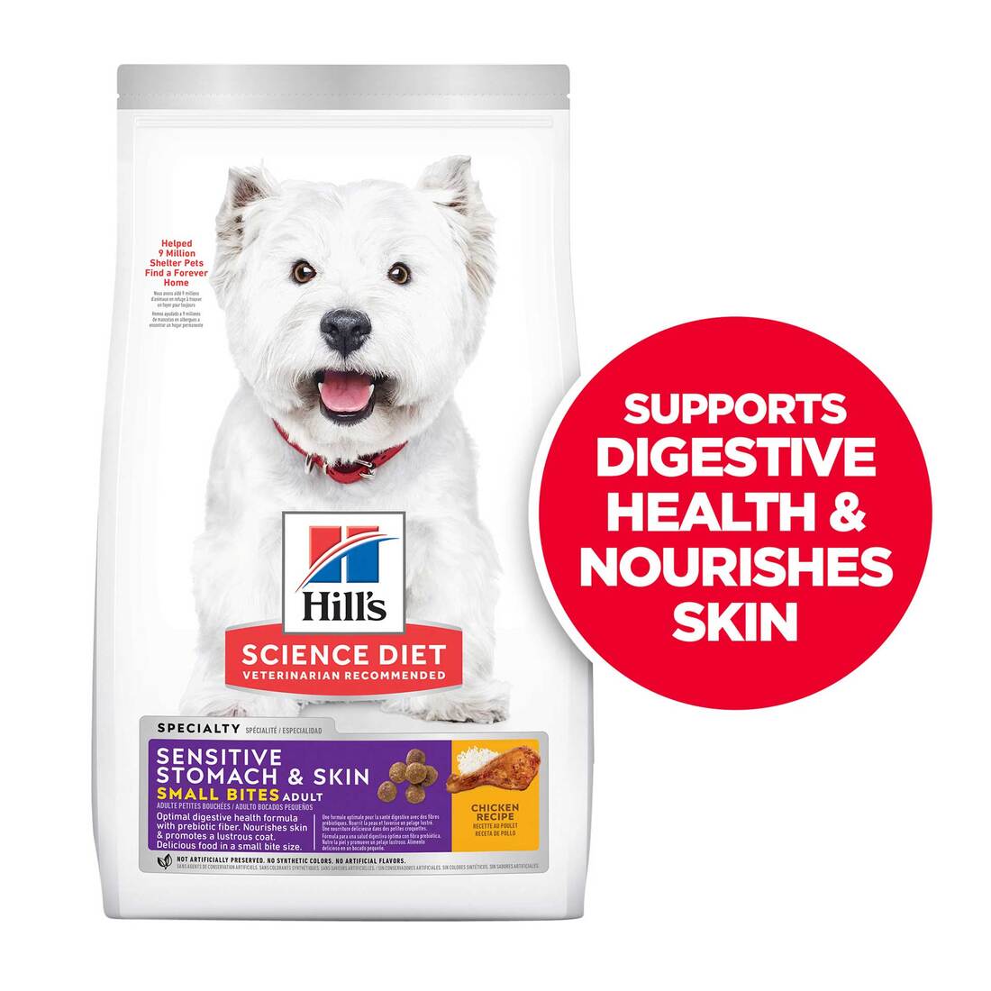 Hill's Science Diet Adult Sensitive Stomach & Skin Small Bites Dry Dog Food, Chicken Recipe - Image 2
