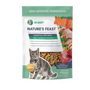 Dr. Marty Nature's Feast Freeze Dried Cat Food, Essential Wellness Beef, Salmon and Poultry, 12 Ounc