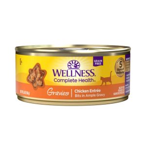 Wellness Complete Health Grain Free Natural Adult Gravy Wet Cat Food, Chicken Dinner, 5.5 Ounces