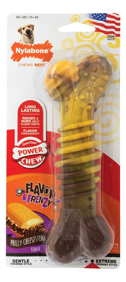 Nylabone Dura Chew Flavor Frenzy Cheesesteak Flavor Dog Chew Toy - Image 2