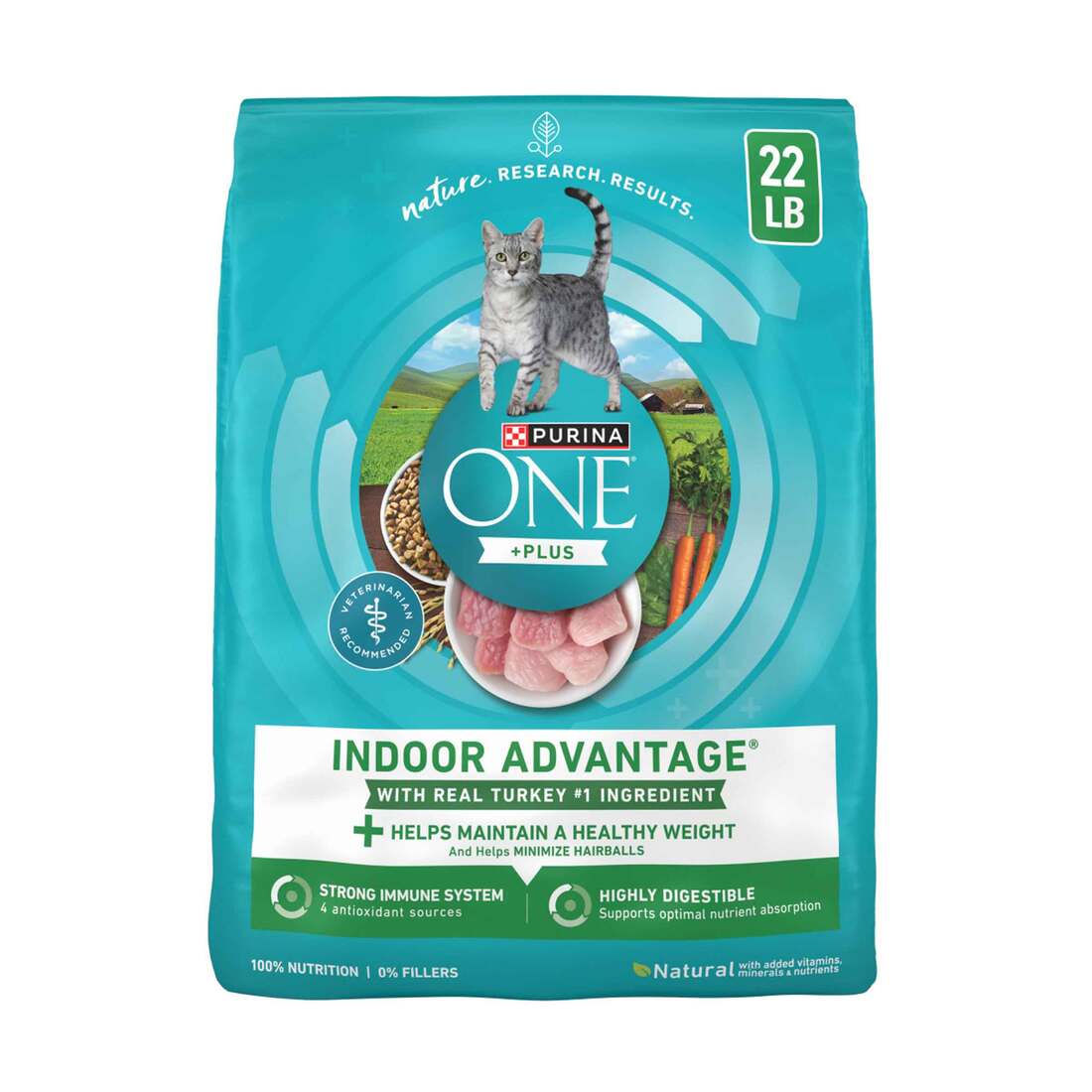 Purina ONE +Plus Indoor Advantage Natural Dry Cat Food, - 22 Pound Bag