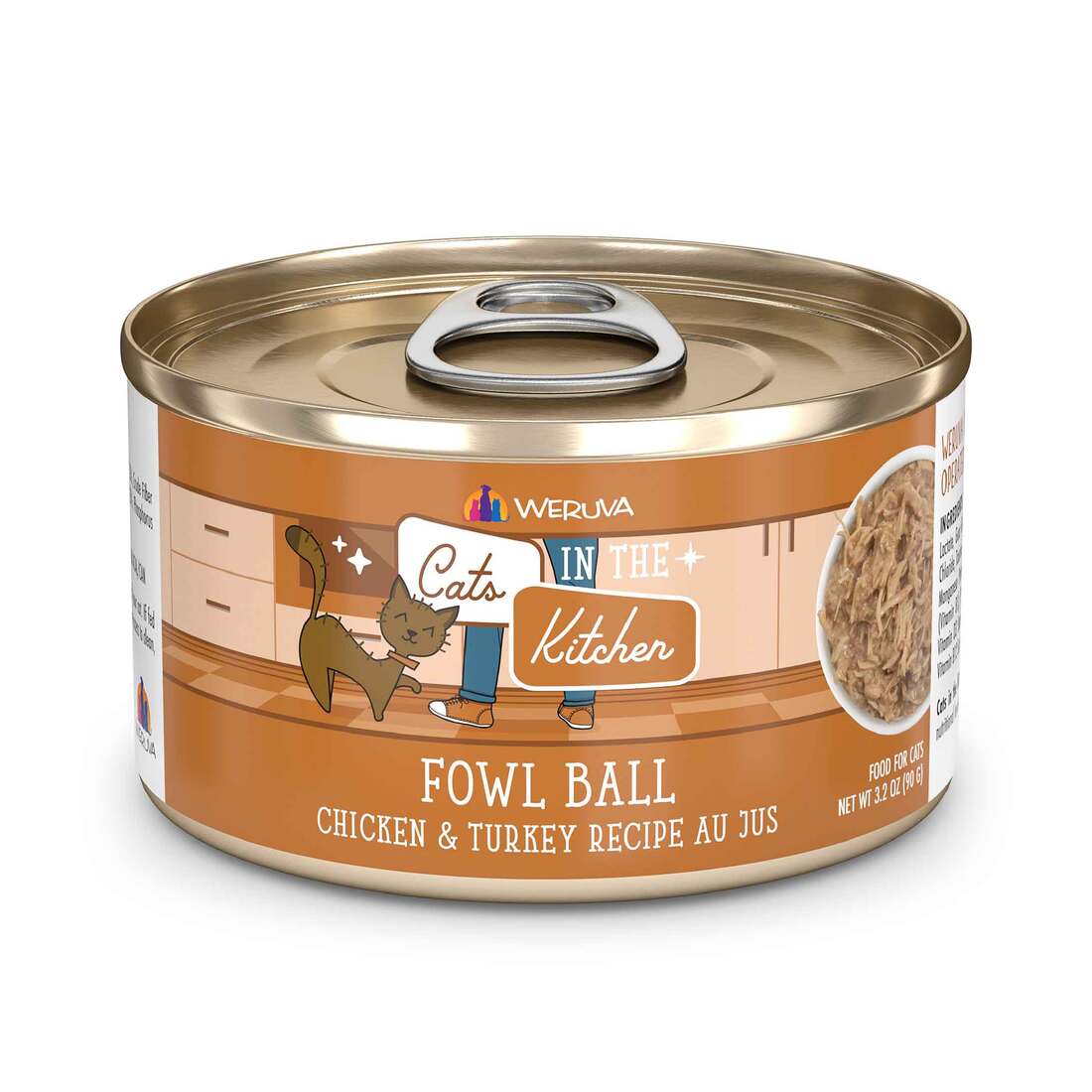 Weruva Cats In The Kitchen Wet Cat Food, Fowl Ball with Chicken & Turkey au Jus, 3.2 Ounces