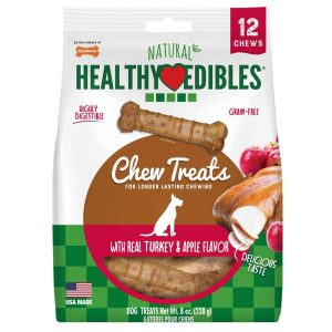Nylabone Healthy Edibles Turkey & Apple Dog Chew Treats, Extra Small