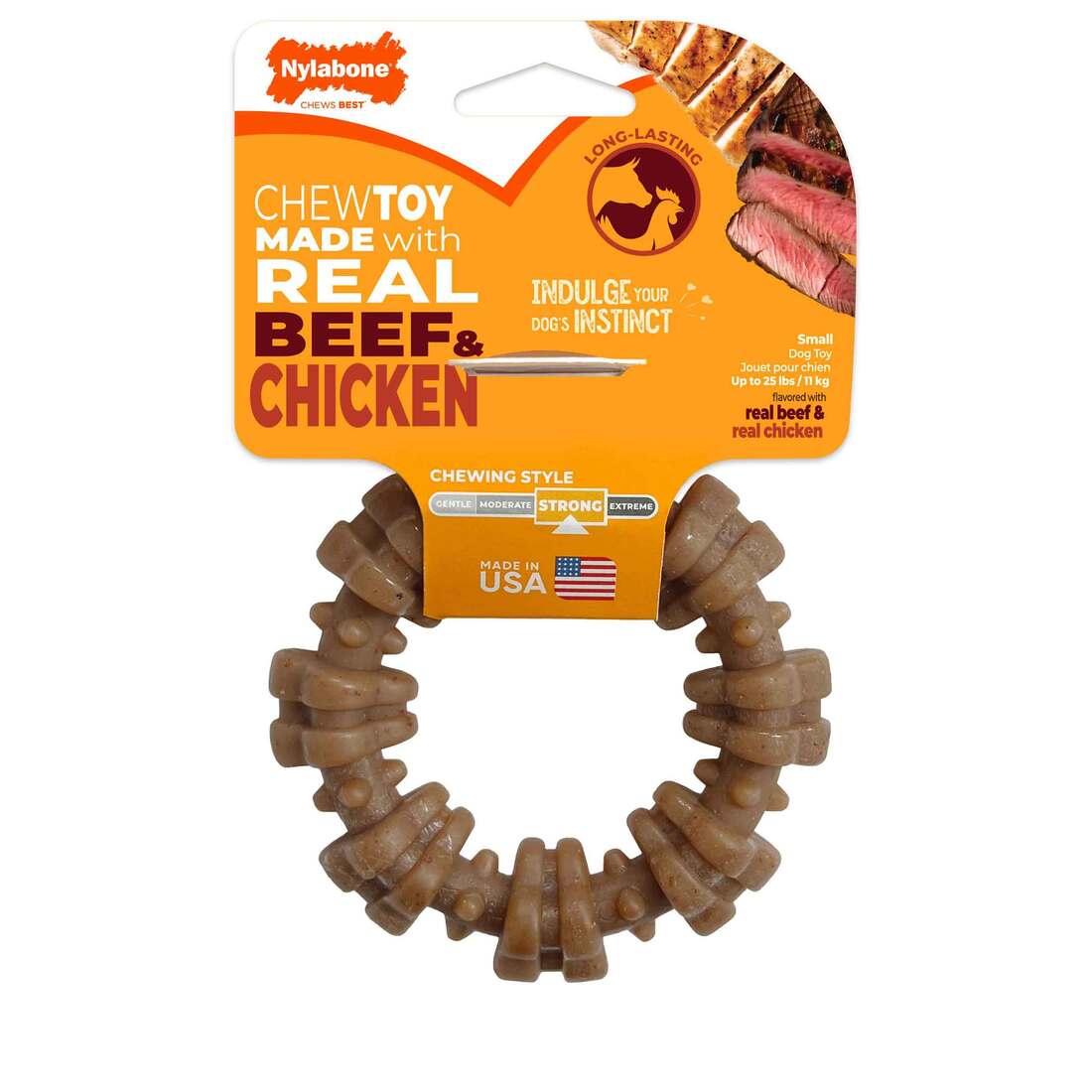 Nylabone Real Beef and Chicken Strong Textured Ring Dog Chew - Image 2