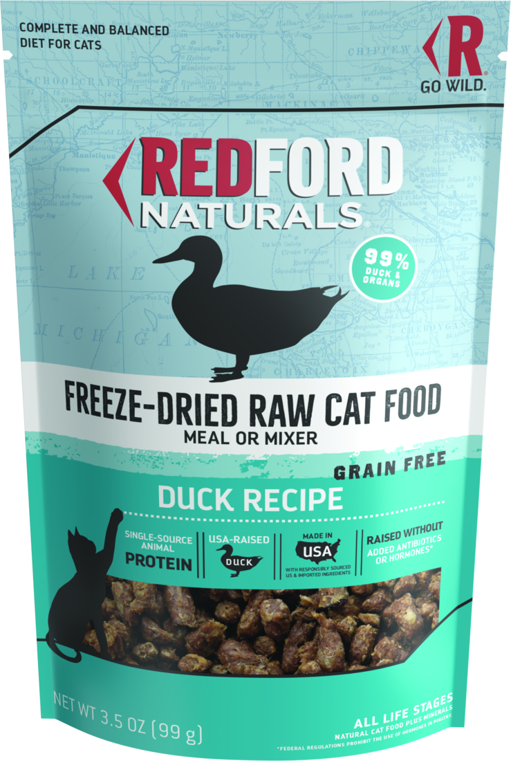 Redford Naturals Freeze-Dried Grain Free Duck Recipe Cat Food, 3.5 Ounces